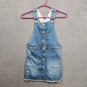 Mini Boden Girls' Button Through Overall Denim Dress Size 7/8